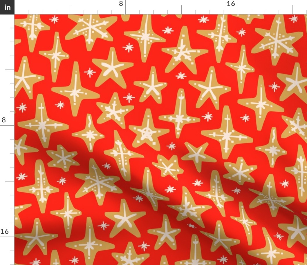 Gingerbread Stars on Red (Large)
