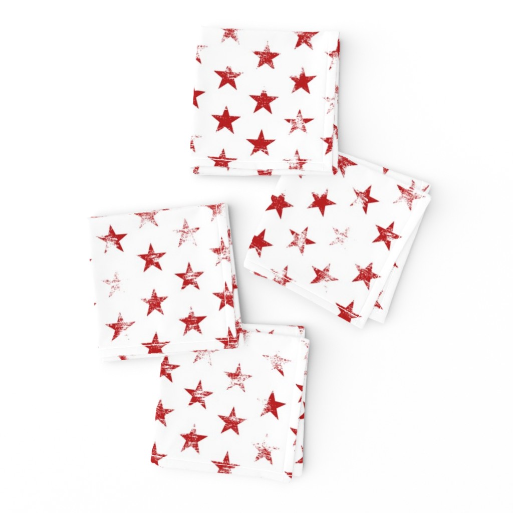 Distressed Red Stars on White (Grunge Vintage 4th of July American Flag Stars)