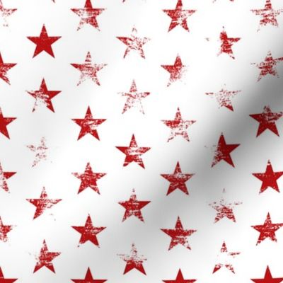 Distressed Red Stars on White (Grunge Vintage 4th of July American Flag Stars)