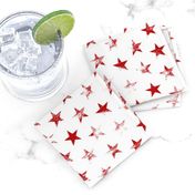 Distressed Red Stars on White (Grunge Vintage 4th of July American Flag Stars)