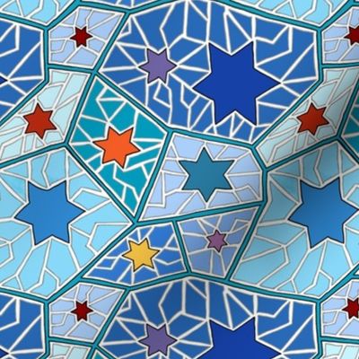 Hanukkah Star of David Mosaic in Dark Blue