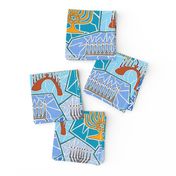 Hanukkah Menorah Mosaic Pattern in Dark Blue