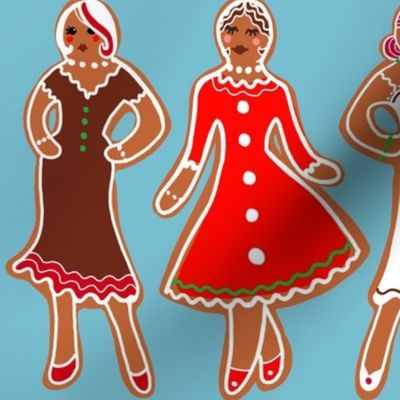 gingerbread ladies on dusty blue