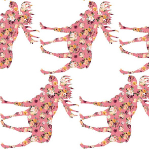 9" Pink Floral Moose 90 Degrees