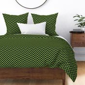 Three Inch Greenery Green and Black Chevron Stripes