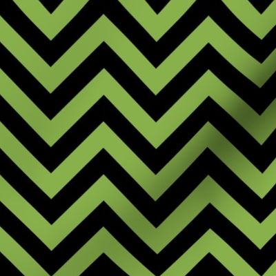 Three Inch Greenery Green and Black Chevron Stripes