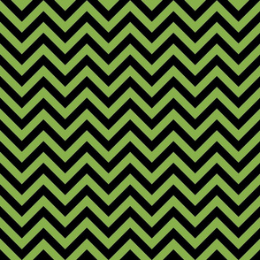 Three Inch Greenery Green and Black Chevron Stripes