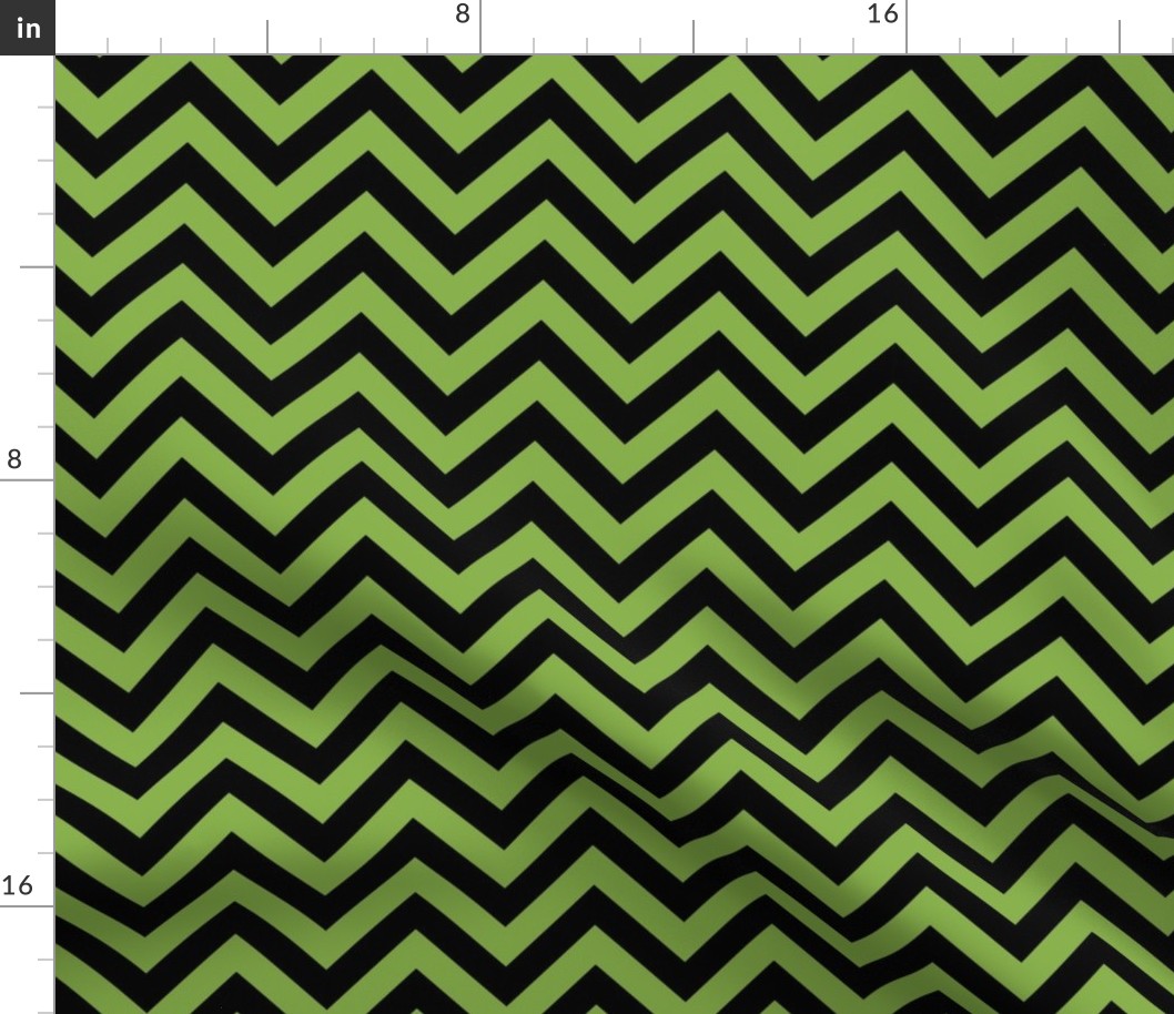 Three Inch Greenery Green and Black Chevron Stripes