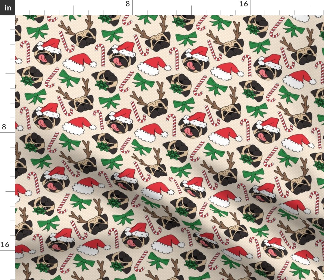 Christmas Pug Dog Pattern - large