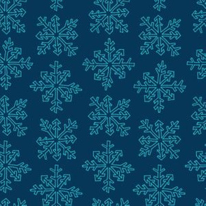 Hand-Drawn Snowflake Stripe in Dark Blue