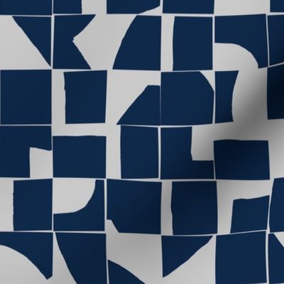 Navy and Gray Modern Abstract Tiles Small Scale