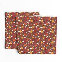 Retro Mushroom Pattern on Brown