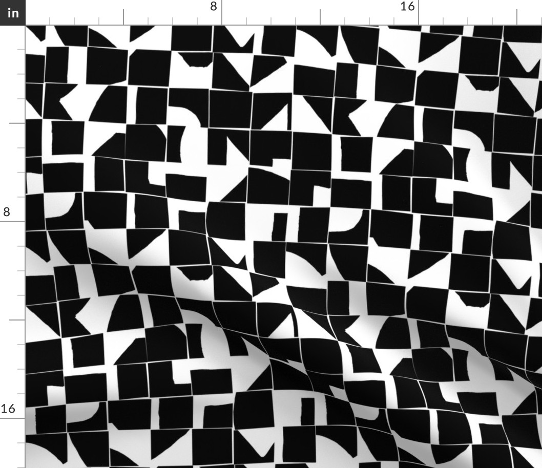 Black and White Geometric Abstract Tiles Small Scale