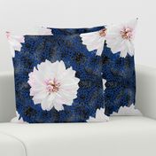 Rustic white Dahlia on black lace (navy)