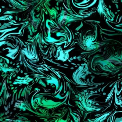 Abstract Marbled Swirls in Greens