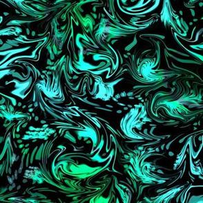 Abstract Marbled Swirls in Greens