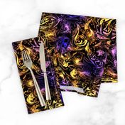 Abstract Marbled Swirls in Purple and Yellow