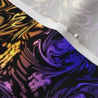 Abstract Marbled Swirls in Purple and Yellow