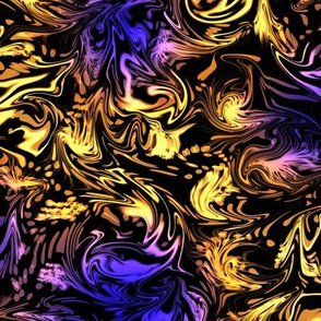 Abstract Marbled Swirls in Purple and Yellow