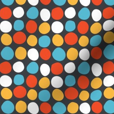 Colorful dots on a black background