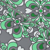 Doodle-y  Do Green & White on Gray