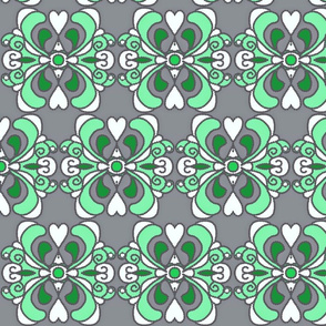 Doodle-y  Do Green & White on Gray