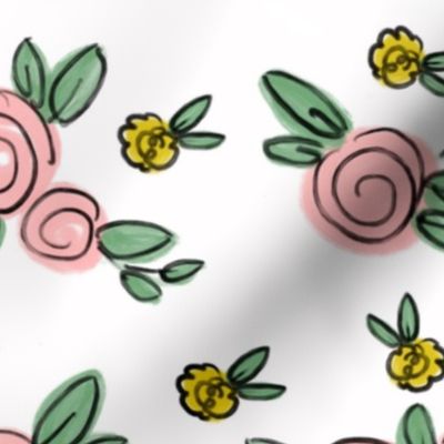 Averie Floral in Pink and Yellow 