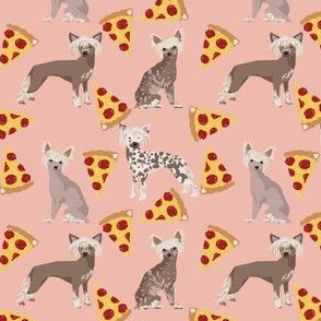 chinese crested (smaller version) dog pizza funny cute pink dog dogs sweet hairless dog fabric