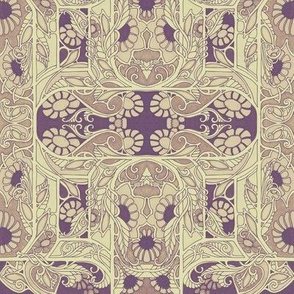 Aunt Philomena's Garden (dusty cream and eggplant purple)