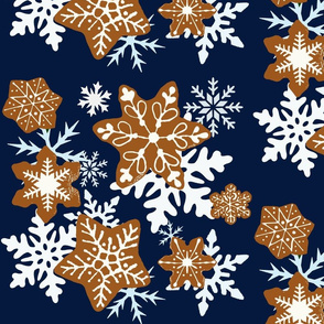 Gingerbread Snowflakes background midnight