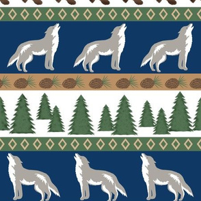 Howling Wolf Navy Blue White