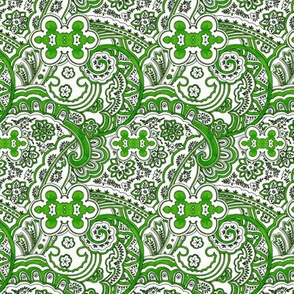 Green White Paisley