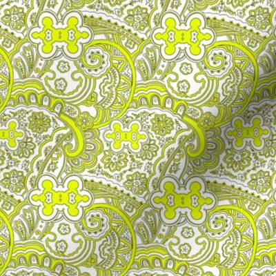 Yellow White Paisley