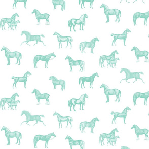 Mint Horse Print