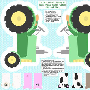 Cut and Sew Tractor Plushie and Farm Animal Finger Puppets