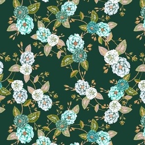 Briar Rose Turquoise Forest Green // small