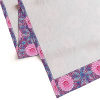 Rustic pink Dahlia on blue lace (magenta)