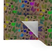 Rainbow Foliage Scattered on Brown Paper