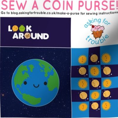 Kawaii Planet Earth Coin Purse - Cut & Sew Pattern