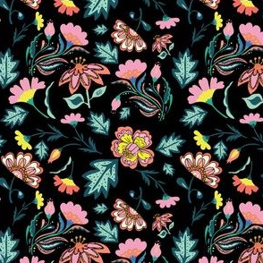 4" El Circo Florals Mix and Match - Black