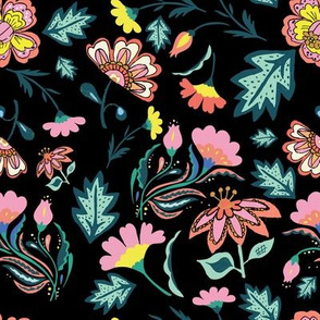 8" El Circo Florals Mix and Match - Black