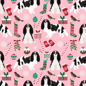 cavalier black and white tricolored christmas fabric cavalier king christmas fabrics xmas dog dogs cute xmas fabrics