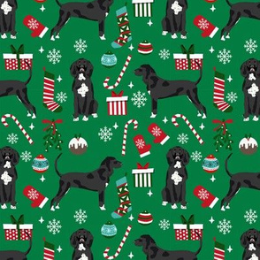 coonhound black and white christmas dog fabric stockings snowflakes green