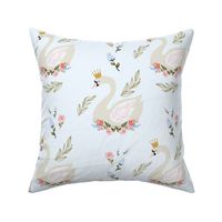10.5" Blue and Pink Floral Swan - Blue