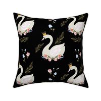 10.5" Blue and Pink Floral Swan - Black
