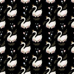 2" Blue and Pink Floral Swan - Black