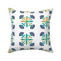 Otomi mexican rose yellow green blue tile 