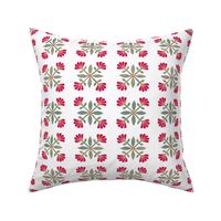 Otomi mexican rose magenta and sage with orange