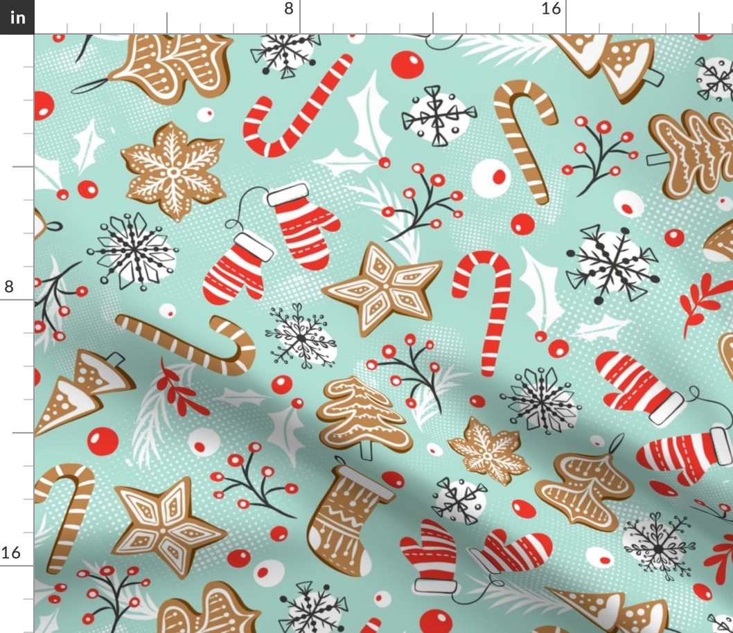 Gingerbread Dreams - Aqua Large Scale