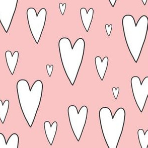 pink hearts on white